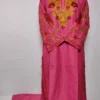 Insaf Magenta Kashmiri Long Cotton Co-ord Set with Jaal Sleeve Aari Work