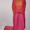 Magenta Kashmiri Long Cotton Co-ord Set Farz with Jaal Sleeve Aari Work
