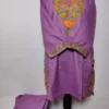 Purple Kashmiri Short Cotton Kurti Set with Janoob Aari Embroidery