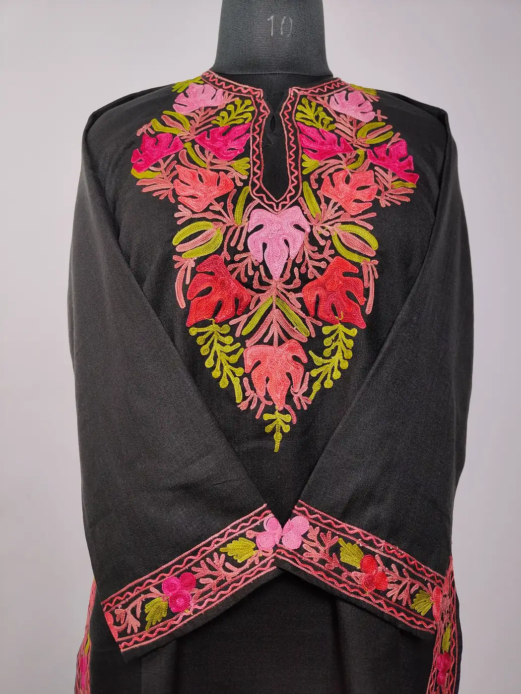 Kashmiri Black Short Cotton Co-ord Set with Irshad Aari Embroidery - Image 2