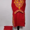 Maroon Kashmiri Short Cotton Co-ord Set with Adl Aari Embroidery