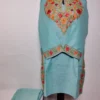Sky Blue Kashmiri Short Cotton Co-ord Set with Aari Embroidery Fehm