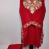Maroon hafeez Kashmiri Short Cotton Co-ord Set with Aari Embroidery