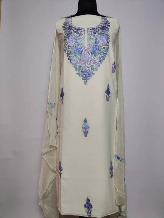 Summer Cool Cotton 3pc Noor Suit with Dupatta with Aari Work