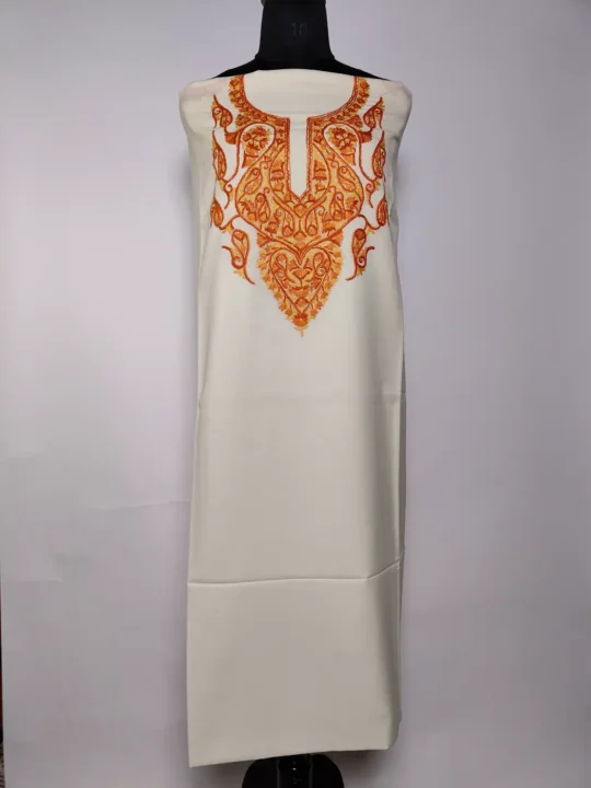 Gulnaz Kashmiri 2pc White Suit in Summer Cool Cotton with Hand Aari Embroidery