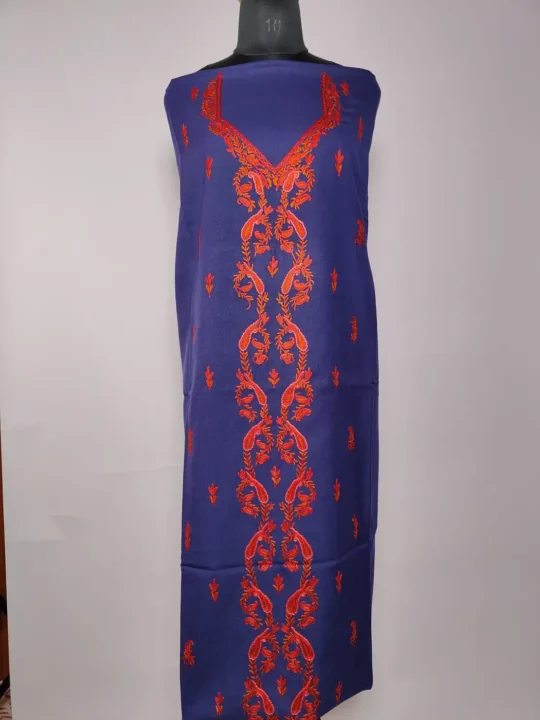 Mehar Kashmiri 2pc Suit in Dark Blue Summer Cool Cotton with Hand Aari Embroidery