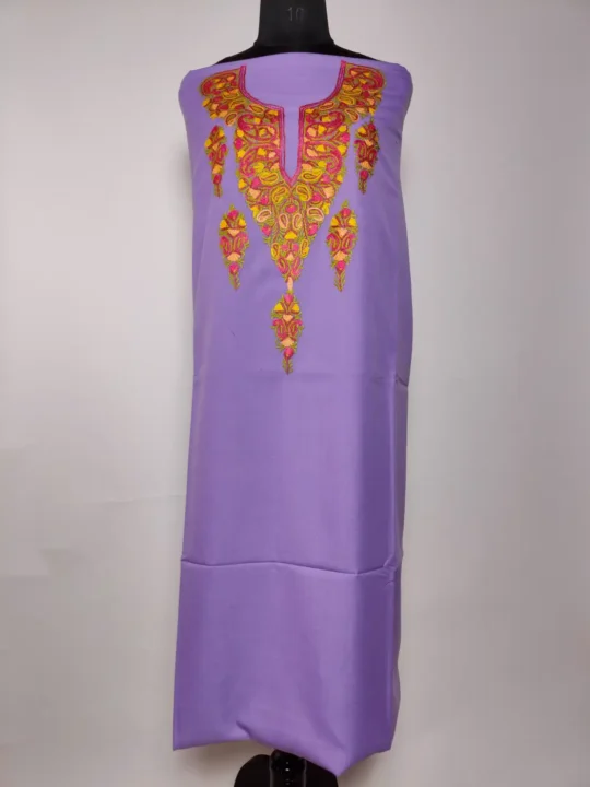 Purple Summer Cool Cotton 2pc Kashmiri Suit with Hand Aari Embroidery