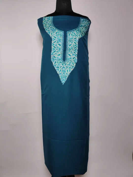 Summer Cool Cotton Kashmiri Blue 2pc Nafees Suit with Hand Aari Embroidery