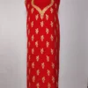 Red Summer Cool Cotton Kashmiri Abroo 2pc Suit with Hand Aari Embroidery