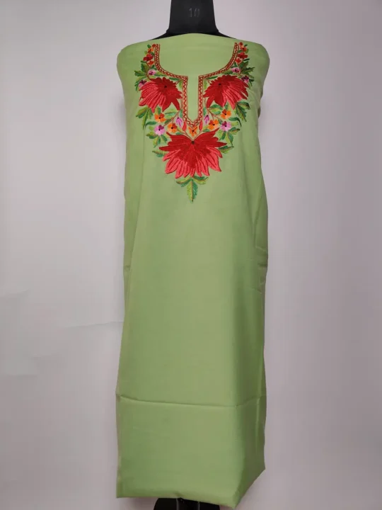 Parrot Green Summer Cool Cotton 2pc Suit with Dilnasheen Hand Aari Work