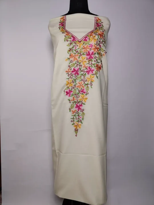 Rafeeq Summer Cool Cotton 2pc White Suit with Hand Aari Work