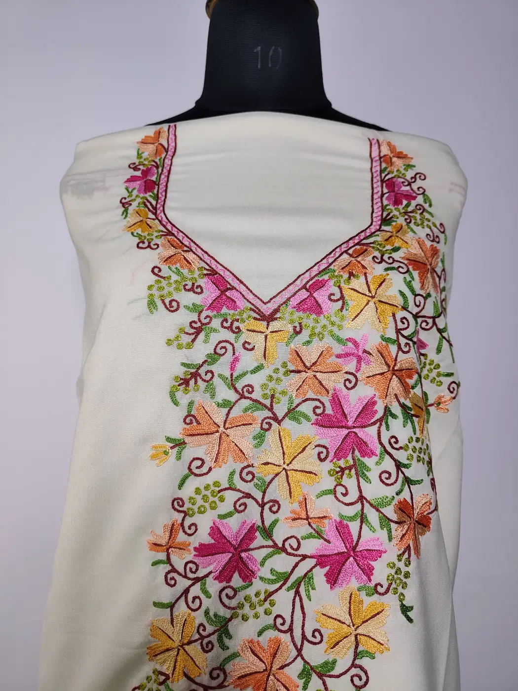 Rafeeq Summer Cool Cotton 2pc White Suit with Hand Aari Work - Image 2