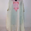 Long White Summer Cool Cotton Hifazat Kaftan With Aari Work