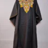 Black Long Summer Cool Cotton Kaftan With Aari Embroidery