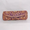 Round Wine Silk Clutch with Botte Tilla Embroidery | Gulnar