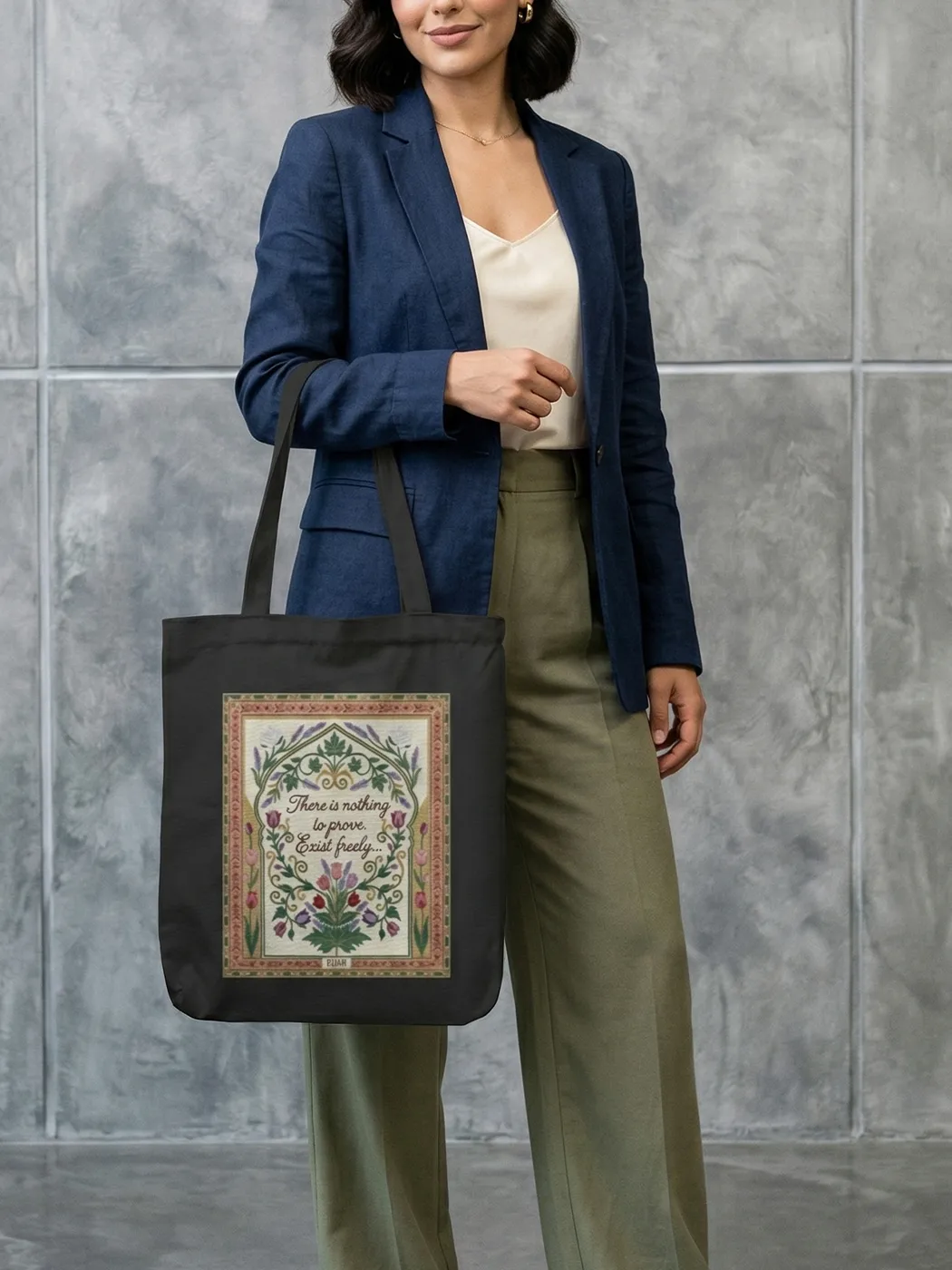 Rumi Quote Canvas Tote Bag – Chinar and Tulip Art Inspired by Gyawun - Image 3