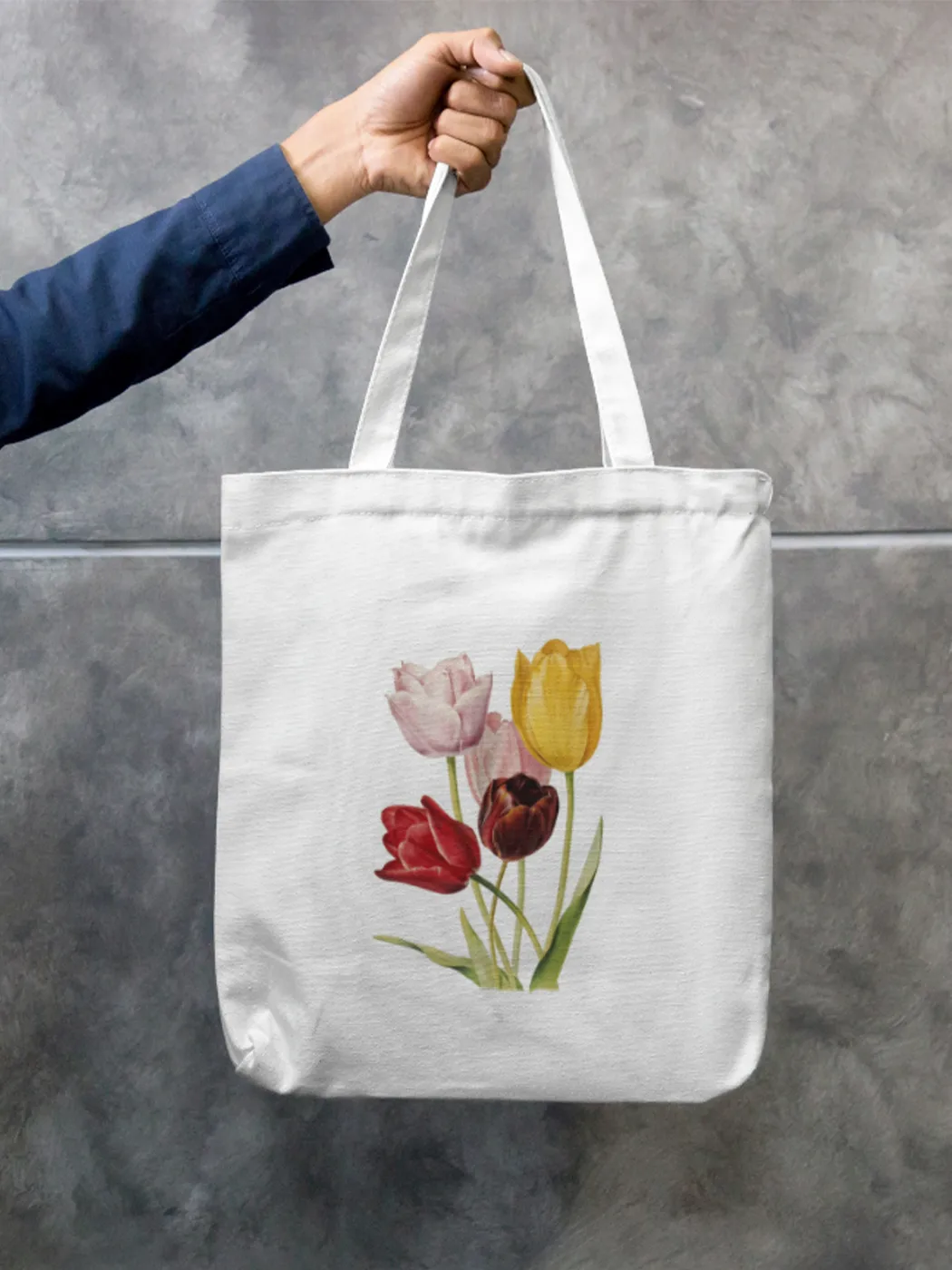 Kashmir Tulip Canvas Tote Bag – Minimal Floral Art - Image 3