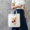 Kashmir Tulip Canvas Tote Bag – Minimal Floral Art