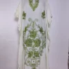 Aabroo Kashmiri Long Kaftan in White Crush Cotton with Aari Embroidery