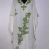 Short Kashmiri White Kaftan in Crush Cotton with Haseen Aari Embroidery