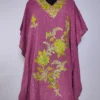 Light Purple Short Kashmiri Kaftan in Crush Cotton with Aari Embroidery