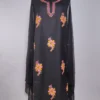 Decent Black Kashmiri 3pc Suit Cotton with Hand Aari Embroidery