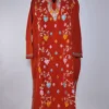 Ziyan Kashmiri Pheran in Rustic Orange Cashmilon Wool with Aari Embroidery