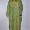 Kashmiri Afsan Pheran in Green Cashmilon Wool with Aari Embroidery