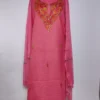 Kashmiri 3pc Suit Bazm Pink Cotton with Hand Sozni Paper Machie Embroidery