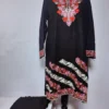 Mehrban Black Kashmiri Long Cotton Co-ord Set with Aari Work