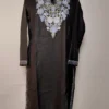 Black Kashmiri Long Cotton Kurti with Firozan Aari Embroidery