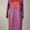 Kashmiri Long Cotton Light Purple Kurti with Firozan Aari Embroidery Abroo