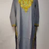 Grey Kashmiri Long Cotton Lime Green Kurti with Aari Embroidery Gulrez