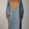 Grey Kashmiri Long Cotton Kurti with Irteza Aari Embroidery