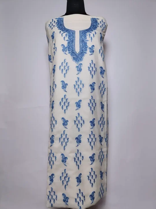 White Kashmiri 2pc Suit Gulfam Summer Cool Cotton with Hand Aari Embroidery