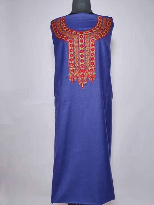 Kashmiri Dark Blue 2pc Suit in Cotton Yasmeen with Hand Aari Embroidery
