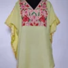 Summer Cool Cotton Mini Kashmiri Kaftan Top in Pastel Yellow with Aari Embroidery