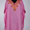 Pink Summer Cool Cotton Mini Kashmiri Kaftan Top  with Aari Work