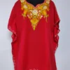 Red Kashmiri Summer Cool Cotton Kaftan Top  with Aari Work
