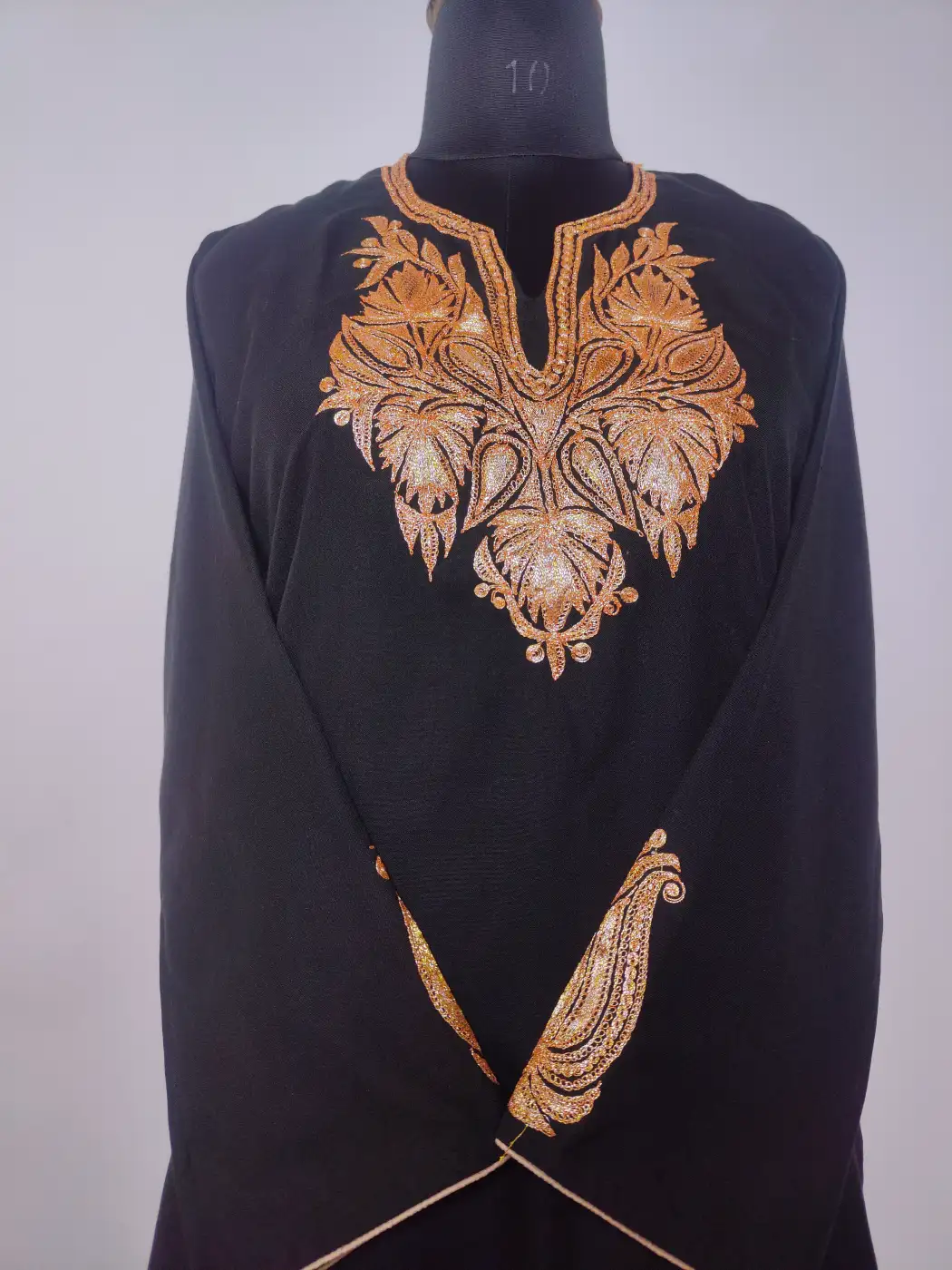 Black Kashmiri Yaseerah Botte Tilla Embroidery Co-ord Set in Summer Cool Cotton - Image 2