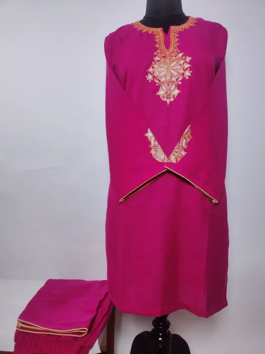 Magenta Kashmiri Botte Tilla Co-ord Set in Summer Cool Cotton Farzana