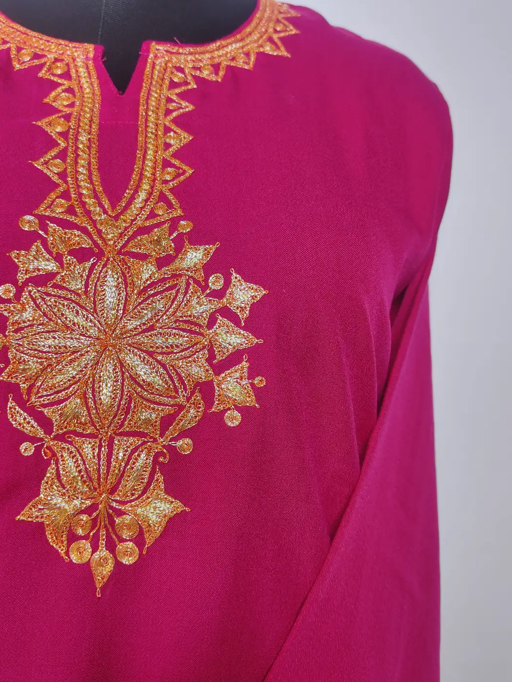 Magenta Kashmiri Botte Tilla Co-ord Set in Summer Cool Cotton Farzana - Image 3
