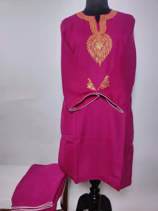 Parveen Magenta Botte Tilla Work Co-ord Set in Summer Cool Cotton from Kashmir