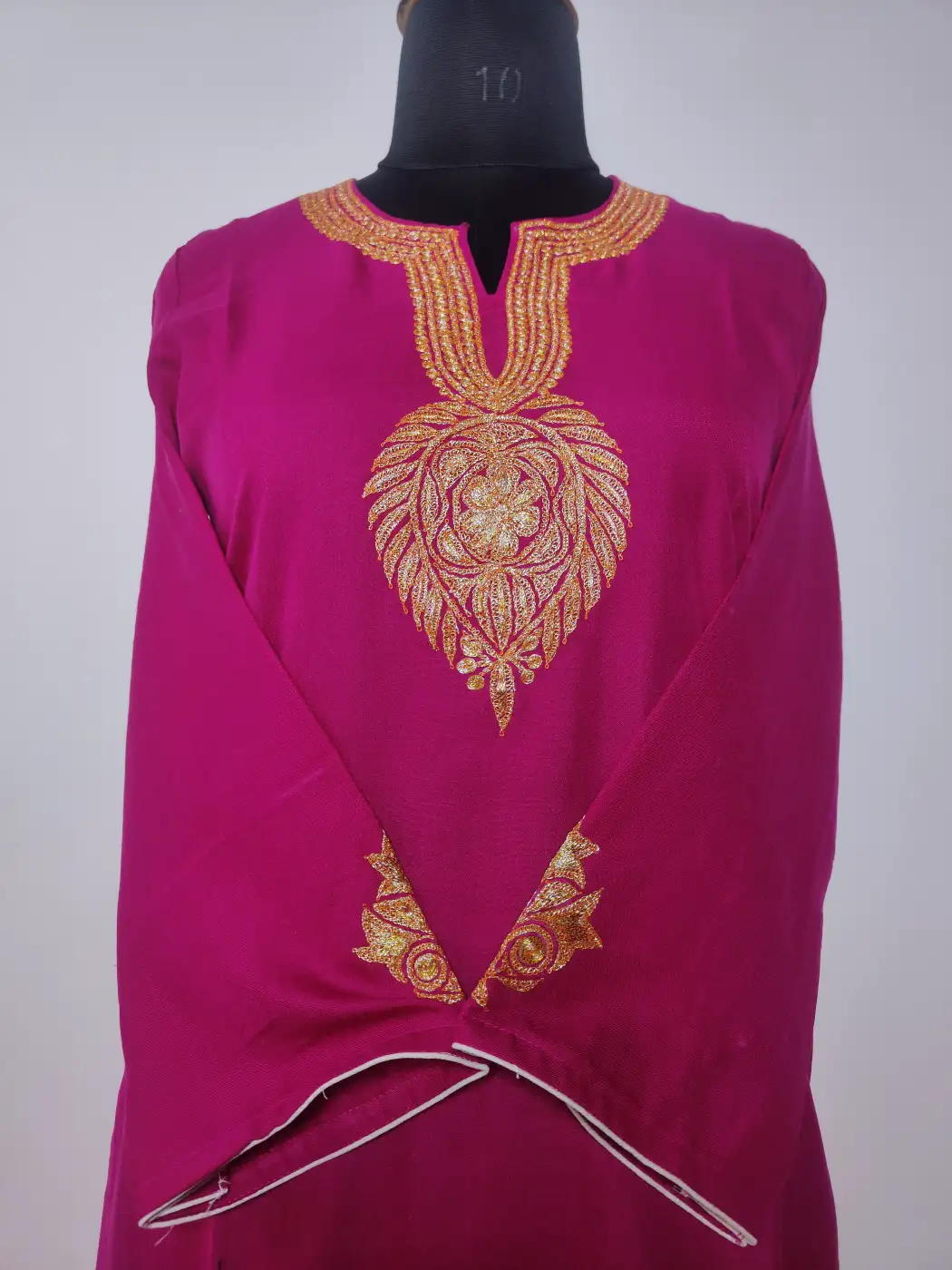 Parveen Magenta Botte Tilla Work Co-ord Set in Summer Cool Cotton from Kashmir - Image 2