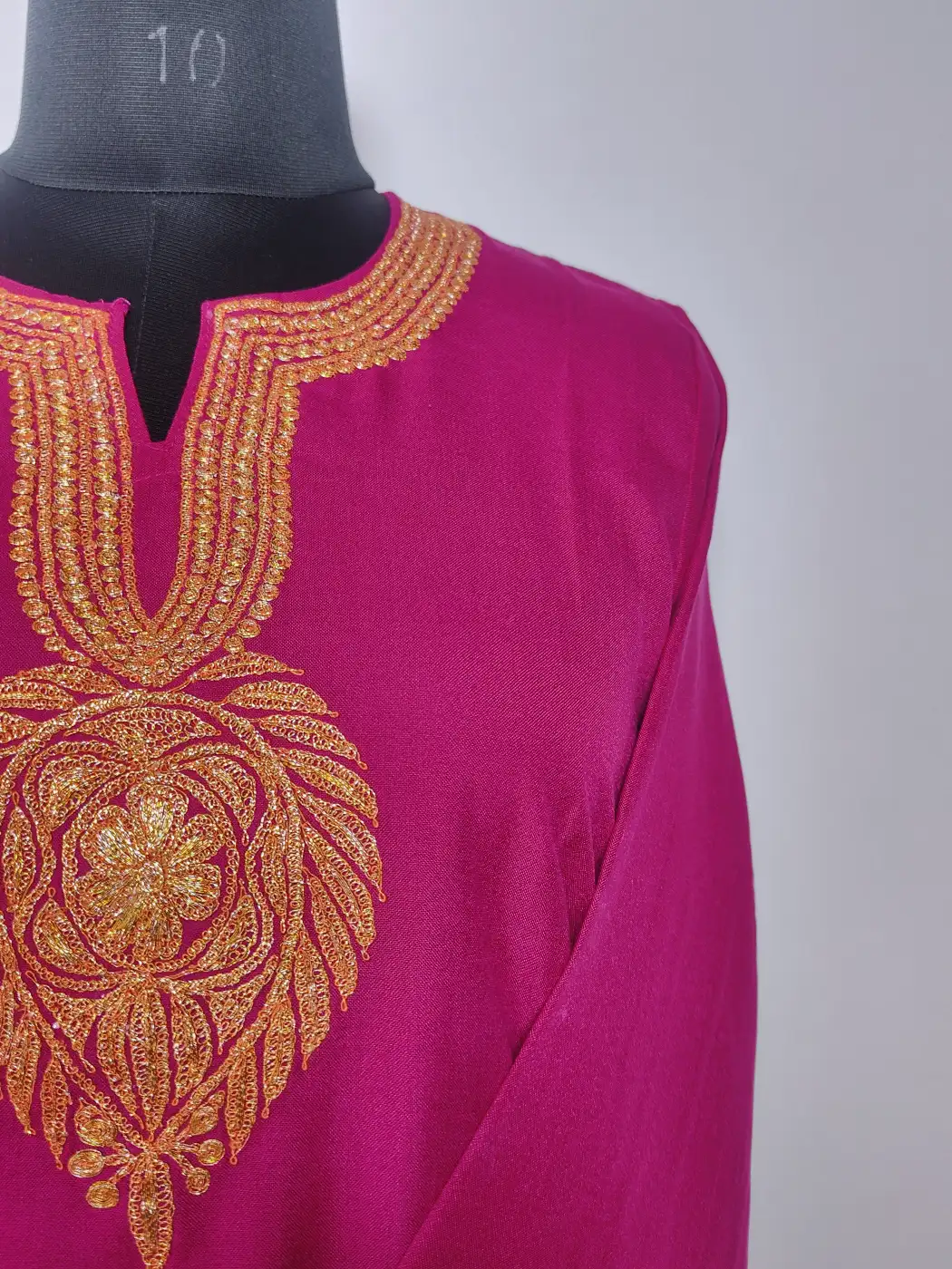 Parveen Magenta Botte Tilla Work Co-ord Set in Summer Cool Cotton from Kashmir - Image 3
