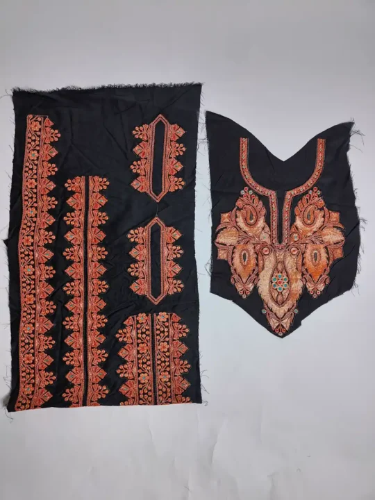 Naqsh Black Kashmiri Patch Set with Tilla Embroidery - Pockets, Sleeves and Lace