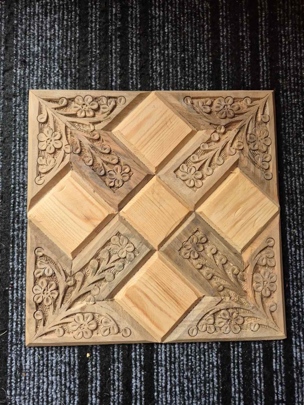 Wooden Wall Tiles - Shahi Handmade Kashmiri (12” x 12”) – Walnut & Pine Craftsmanship - Set of 20 - Image 3