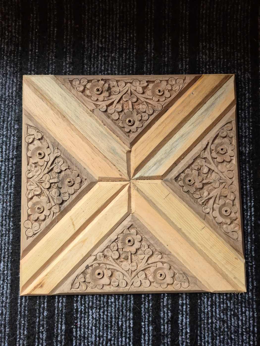 Wooden Wall Tiles - Mehfil Handmade Kashmiri (12” x 12”) – Walnut & Pine Craftsmanship - Set of 20 - Image 3
