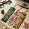 Set of 3 - Kashmiri Unique Handmade Bookmark with Floral Paper Machie Work | Zeenat-e-Kitaab