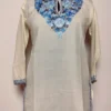 White Kashmiri Short Sakeenah Summer Cool Cotton Kurti with Aari Embroidery